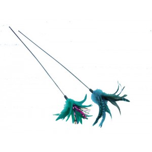 Jouet canne à pêche avec plumeau vert 50 cm
